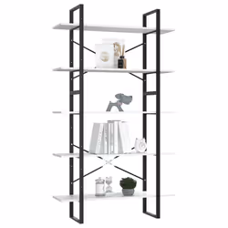 vidaXL Libreria a 5 Ripiani Bianca 100x30x175 cm in Legno Multistrato - Vista aggiuntiva 3