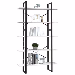 vidaXL Libreria a 5 Ripiani Bianca 100x30x175 cm in Legno di Pino - Vista aggiuntiva 3