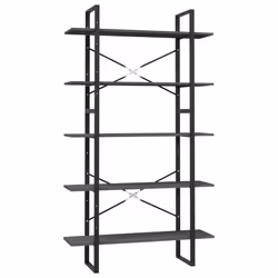 vidaXL Libreria a 5 Ripiani Grigia 100x30x175 cm in Legno di Pino - Vista aggiuntiva 2