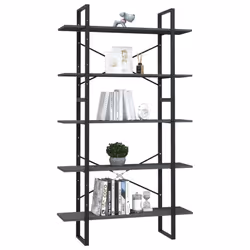 vidaXL Libreria a 5 Ripiani Grigia 100x30x175 cm in Legno di Pino - Vista aggiuntiva 3