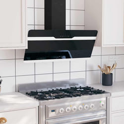 vidaXL Cappa a Parete 90 cm in Acciaio e Vetro Temperato Nero
