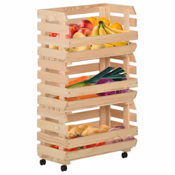 Carrello Portaverdure 37x30x80 cm in Legno Massello di Pinocod mxl 127968 - Vista aggiuntiva 2