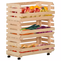 Carrello Portaverdure 77x30x80 cm in Legno Massello di Pinocod mxl 128483 - Vista aggiuntiva 2
