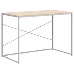vidaXL Scrivania Computer Bianca e Rovere 110x60x70 Legno Multistrato - Vista aggiuntiva 2
