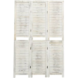 Paravento, Divisorio a 3 Pannelli Bianco Antico 105x165 cm in Legno Vidaxl