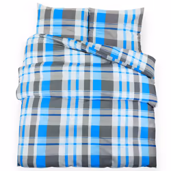vidaXL Set Copripiumino Blu e Grigio 240x220 cm in Cotone - Vista aggiuntiva 2