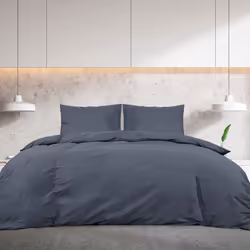 vidaXL Set Copripiumino Antracite 200x200 cm in Cotone - Vista aggiuntiva 3