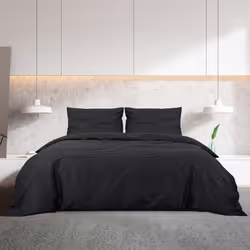 vidaXL Set Copripiumino Nero 240x220 cm in Cotone - Vista aggiuntiva 3