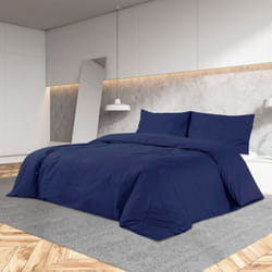 Vidaxl - Set Copripiumino Blu Marino 225x220 cm in Cotone 28417