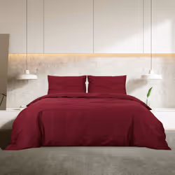 vidaXL Set Copripiumino Bordò 140x200 cm in Cotone - Vista aggiuntiva 3