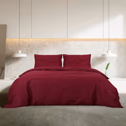 vidaXL Set Copripiumino Bordò 135x200 cm in Cotone - Vista aggiuntiva 3