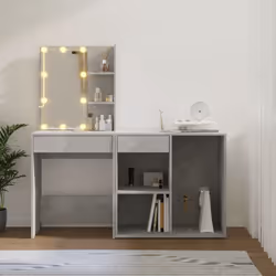 Toeletta LED con Armadietto in Legno Multistrato Grigio Cementocod mxl 96887 - Vista aggiuntiva 3