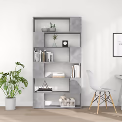 vidaXL Libreria/Divisorio Stanza Grigio Cemento 100x24x188 cm - Vista aggiuntiva 3