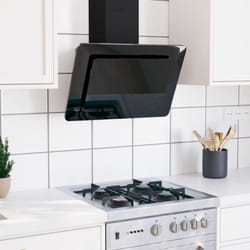 Cappa a Parete 60 cm in Acciaio Inox e Vetro Temperato Nero Vidaxl 9474