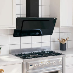 Cappa a Parete 90 cm in Acciaio Inox e Vetro Temperato Nero Vidaxl 3212