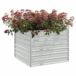 vidaXL Letto Rialzato Giardino 100x100x77cm in Acciaio Zincato Argento - Vista aggiuntiva 3