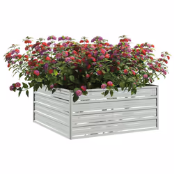 vidaXL Letto Rialzato Giardino 100x100x45cm in Acciaio Zincato Argento - Vista aggiuntiva 3