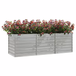vidaXL Letto Rialzato Giardino 240x80x77 cm in Acciaio Zincato Argento - Vista aggiuntiva 3