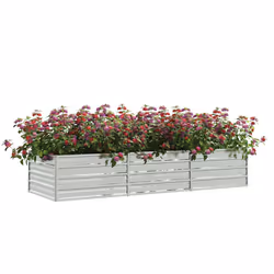 vidaXL Letto Rialzato Giardino 240x80x45 cm in Acciaio Zincato Argento - Vista aggiuntiva 3