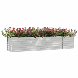 vidaXL Letto Rialzato Giardino 400x80x77 cm in Acciaio Zincato Argento - Vista aggiuntiva 3