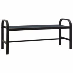vidaXL Panchina da Giardino 124,5 cm Nera in Acciaio e WPC - Vista aggiuntiva 2