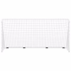 vidaXL Porta da Calcio con Rete Bianca 366x122x182 cm in Acciaio - Vista aggiuntiva 3