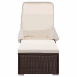 VidaXL 317114 sedia da esterno Salone Seduta imbottita Alluminio, Poliestere, Rattan sintetico, Acciaio Marrone, Crema, Bianco