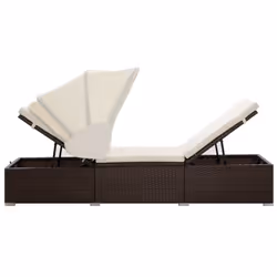 VidaXL 317114 sedia da esterno Salone Seduta imbottita Alluminio, Poliestere, Rattan sintetico, Acciaio Marrone, Crema, Bianco