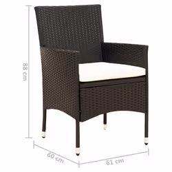 VidaXL 316680 sedia da esterno Terrazzo Seduta imbottita Poliestere, Rattan sintetico, Acciaio Crema, Bianco - Vista aggiuntiva 7
