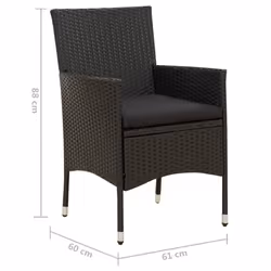 VidaXL 316681 sedia da esterno Terrazzo Seduta imbottita Poliestere, Rattan sintetico, Acciaio Nero - Vista aggiuntiva 7