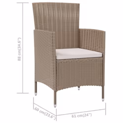 VidaXL 316684 sedia da esterno Terrazzo Seduta imbottita Poliestere, Rattan sintetico, Acciaio Crema, Bianco - Vista aggiuntiva 7
