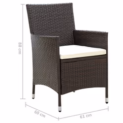 VidaXL 316687 sedia da esterno Terrazzo Seduta imbottita Poliestere, Rattan sintetico, Acciaio Crema, Bianco - Vista aggiuntiva 7