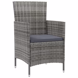 VidaXL 316690 sedia da esterno Terrazzo Seduta imbottita Legno di acacia, Poliestere, Rattan sintetico, Acciaio Grigio