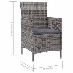 VidaXL 316690 sedia da esterno Terrazzo Seduta imbottita Legno di acacia, Poliestere, Rattan sintetico, Acciaio Grigio - Vista aggiuntiva 7