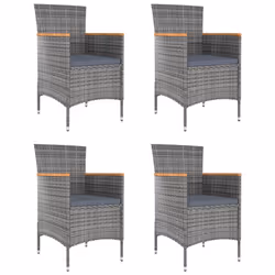 VidaXL 316696, Terrazzo, Seduta imbottita, Legno di acacia, Poliestere, Rattan sintetico, Acciaio, Grigio, 610 mm, 600 mm