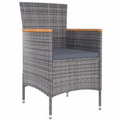 VidaXL 316696 sedia da esterno Terrazzo Seduta imbottita Legno di acacia, Poliestere, Rattan sintetico, Acciaio Grigio