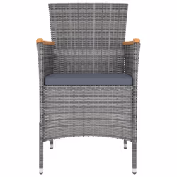 VidaXL 316696 sedia da esterno Terrazzo Seduta imbottita Legno di acacia, Poliestere, Rattan sintetico, Acciaio Grigio