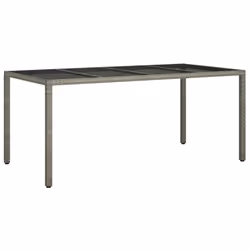 vidaXL Tavolo Giardino Grigio 190x90x75 cm Vetro Temperato Polyrattan - Vista aggiuntiva 2