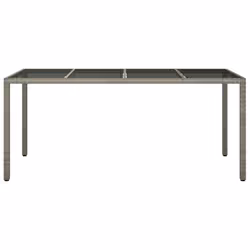 vidaXL Tavolo Giardino Grigio 190x90x75 cm Vetro Temperato Polyrattan - Vista aggiuntiva 3