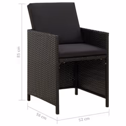 VidaXL 316746 sedia da esterno Terrazzo Seduta imbottita Poliestere, Rattan sintetico, Acciaio Nero - Vista aggiuntiva 8