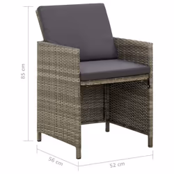 VidaXL 316747 sedia da esterno Terrazzo Seduta imbottita Poliestere, Rattan sintetico, Acciaio Grigio - Vista aggiuntiva 8