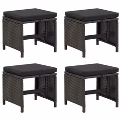 VidaXL 316749, Terrazzo, Seduta imbottita, Poliestere, Rattan sintetico, Acciaio, Nero, 405 mm, 405 mm