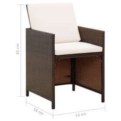 VidaXL 316776 sedia da esterno Terrazzo Seduta imbottita Poliestere, Rattan sintetico, Acciaio Crema, Bianco - Vista aggiuntiva 8