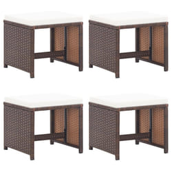 VidaXL 316778 sedia da esterno Terrazzo Seduta imbottita Poliestere, Rattan sintetico, Acciaio Crema, Bianco