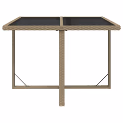 vidaXL Tavolo da Giardino Beige 109x107x74 cm in Polyrattan e Vetro - Vista aggiuntiva 3