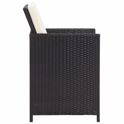 VidaXL 316802 sedia da esterno Terrazzo Seduta imbottita Poliestere, Polietilene, Malacca, Acciaio Nero, Crema, Bianco - Vista aggiuntiva 4