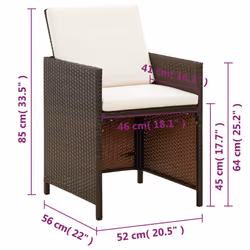 VidaXL 316803 sedia da esterno Terrazzo Seduta imbottita Poliestere, Polietilene, Malacca, Acciaio Marrone, Crema, Bianco - Vista aggiuntiva 8