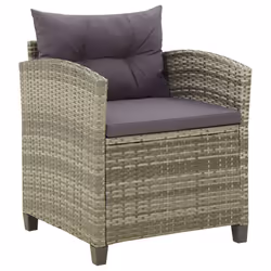 VidaXL 316872, Terrazzo, Seduta imbottita, Rattan sintetico, Acciaio, Grigio, Poliestere, 55 cm