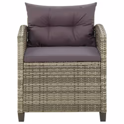 VidaXL 316872 sedia da esterno Terrazzo Seduta imbottita Rattan sintetico, Acciaio Grigio
