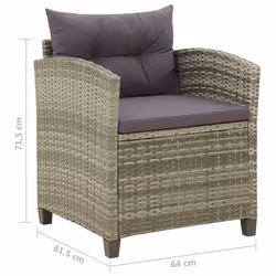 VidaXL 316872 sedia da esterno Terrazzo Seduta imbottita Rattan sintetico, Acciaio Grigio - Vista aggiuntiva 8